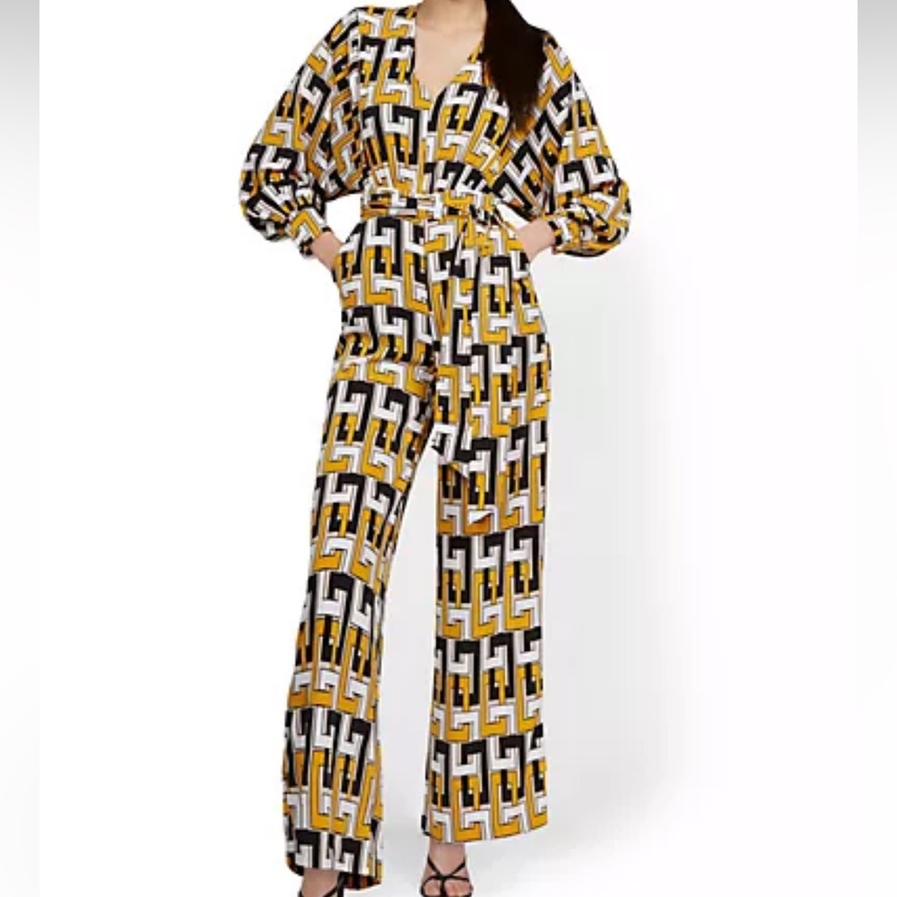 Dolman-Sleeve Geo-Chain Jumpsuit